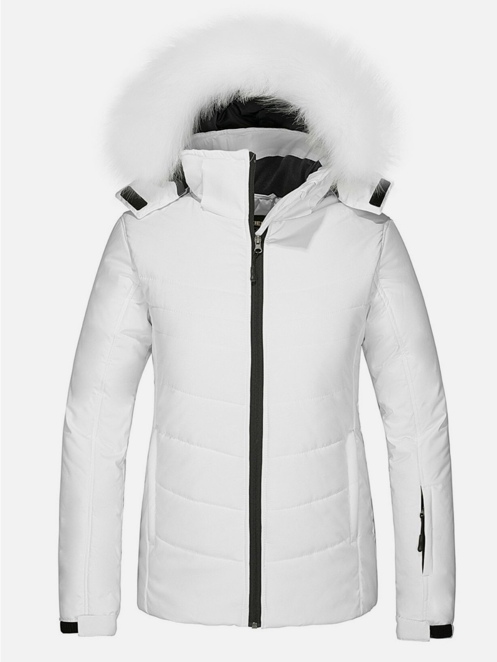 Skieer Women's White Fur-Trim Hooded Puffer Jacket XS